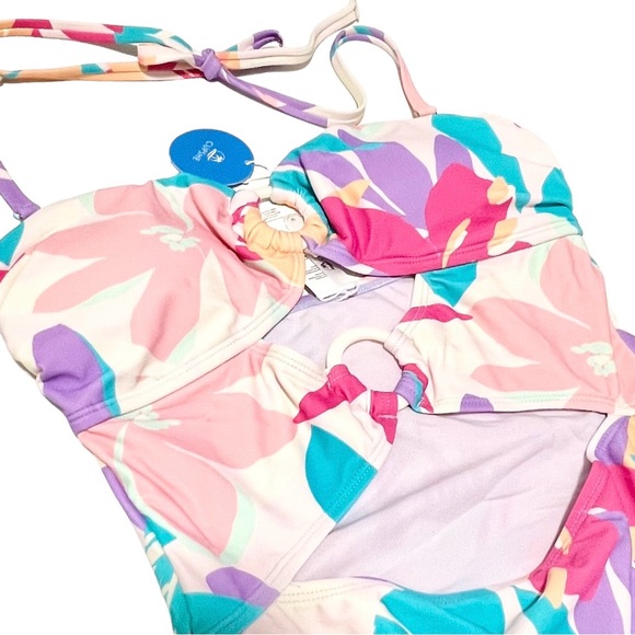 Cupshe Double Ring Front Bandeau One Piece Swimsuit Multi-Color Size Medium - Picture 5 of 7